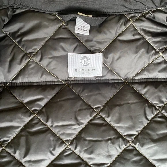 Child’s Burberry Collared Quilted Check Jacket